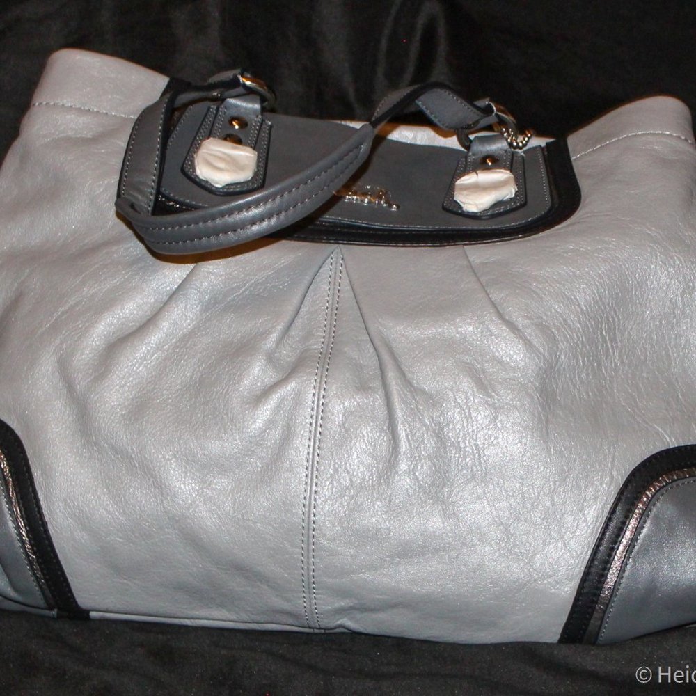 Coach F17096 Gray Leather Ashley Spectator Shoulder Bag Tote Satchel Handbag NEW